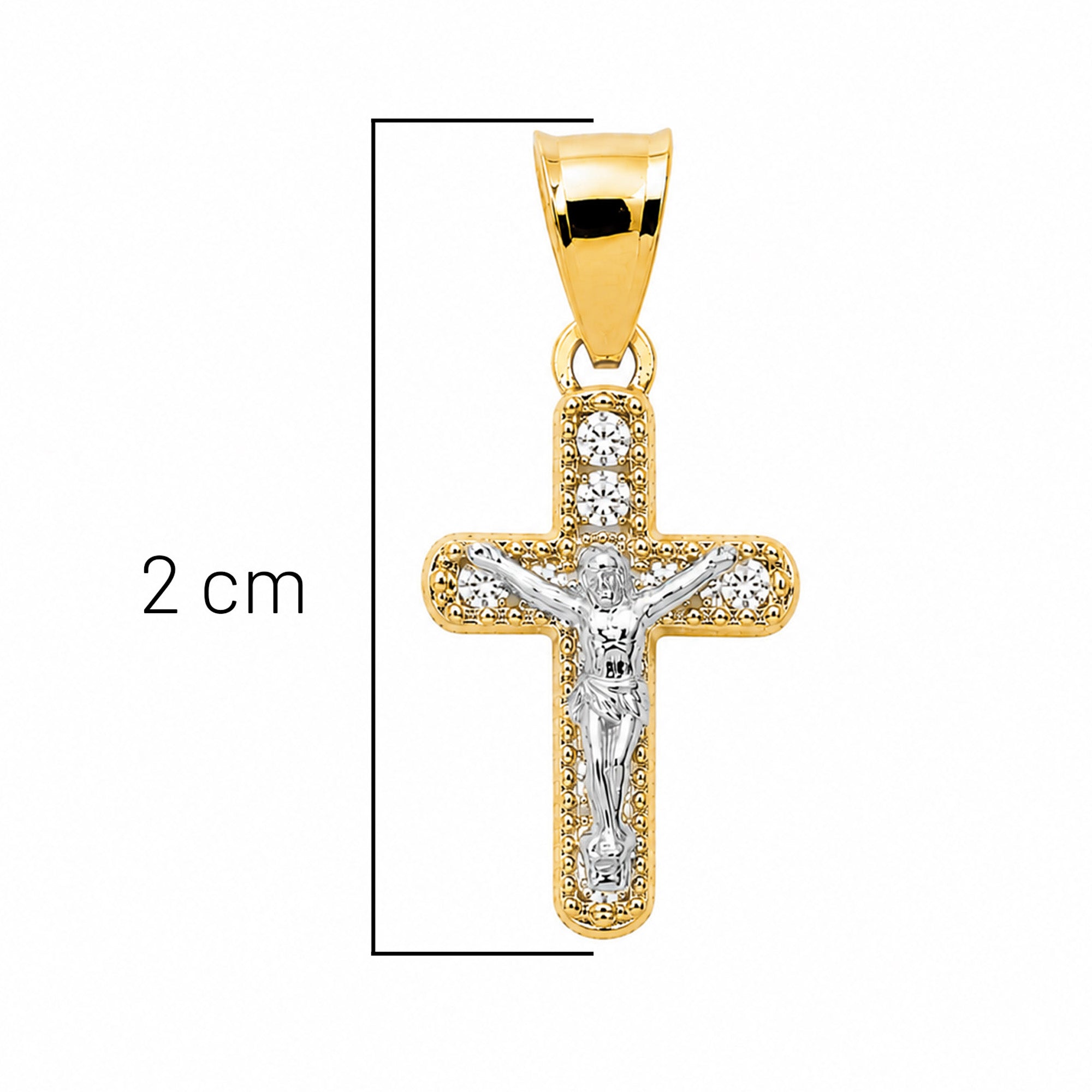 Dije Crucifijo con Cristo de Oro Blanco 2cm Oro 10K