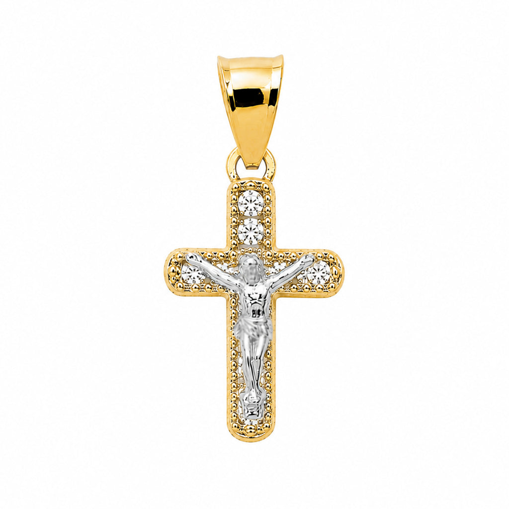 Dije Crucifijo con Cristo de Oro Blanco 2cm Oro 10K