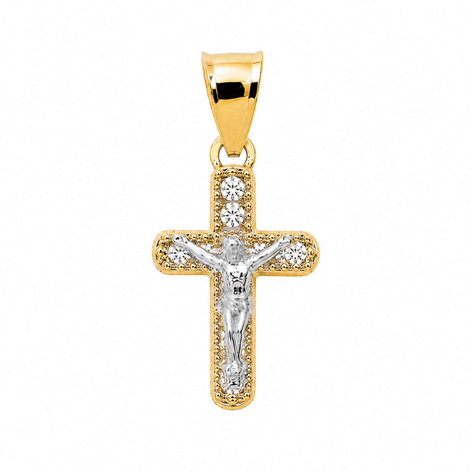Dije Crucifijo con Cristo de Oro Blanco 2cm Oro 10K