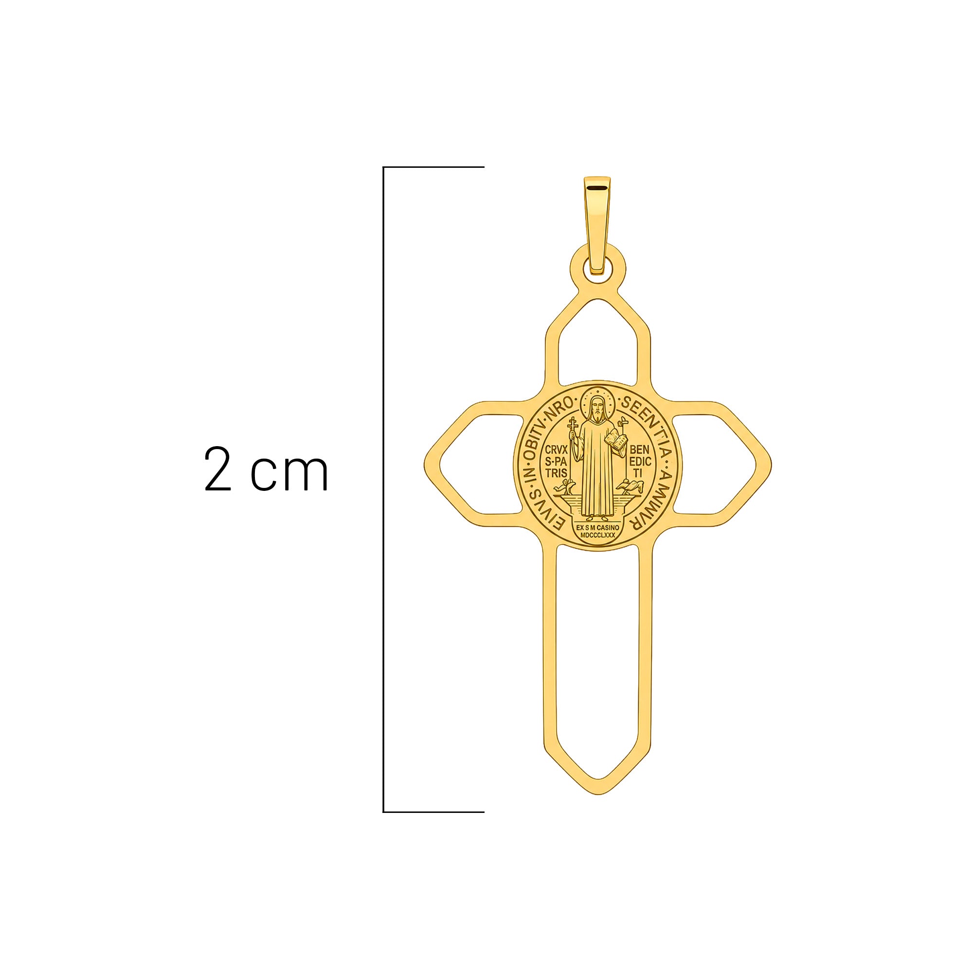 Dije Cruz con San Benito 2cm Oro 10K