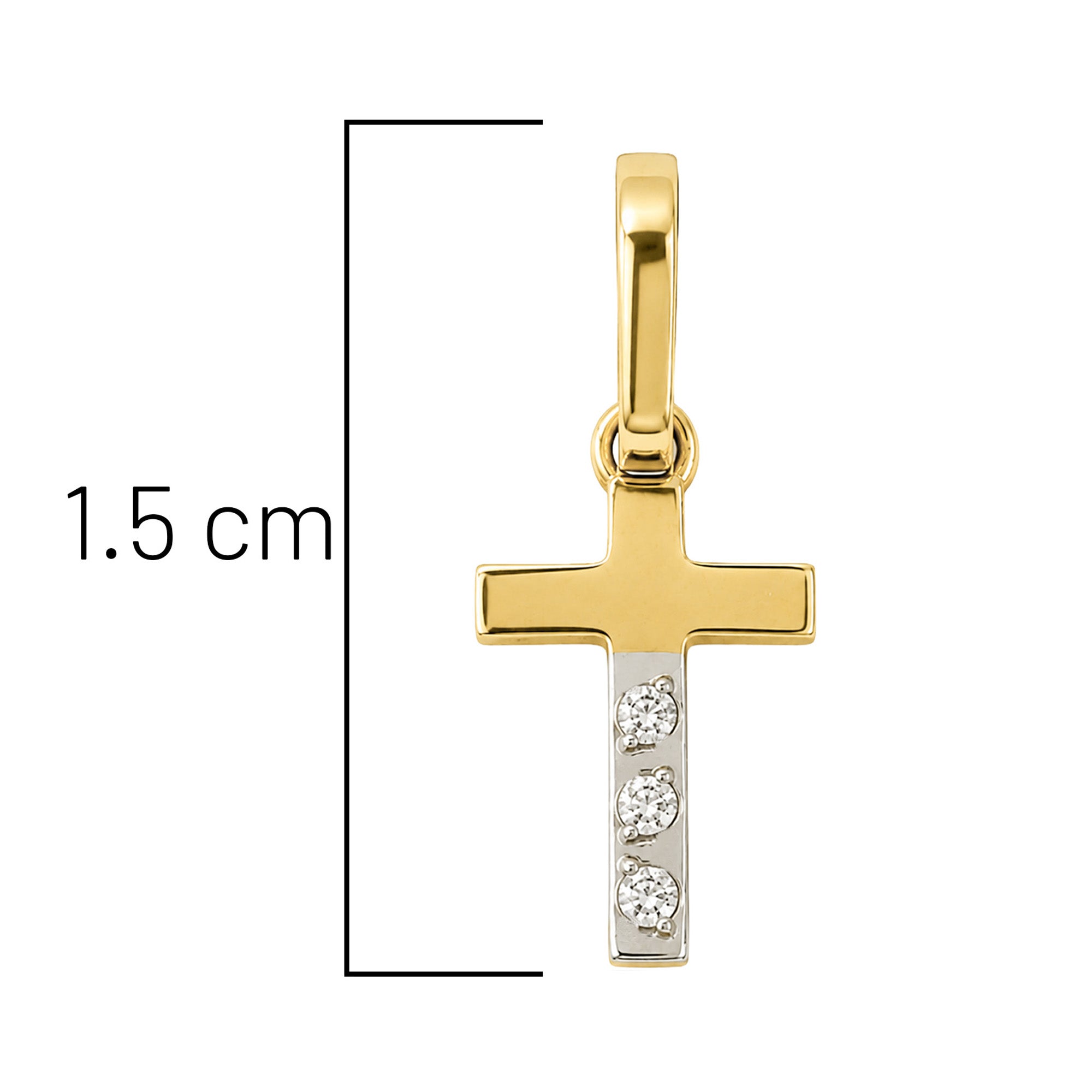 Dije Cruz con 3 Micro Circonias Oro 10K
