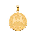 Dije Medalla Graduación Hombre Grabado Láser Oro 10K