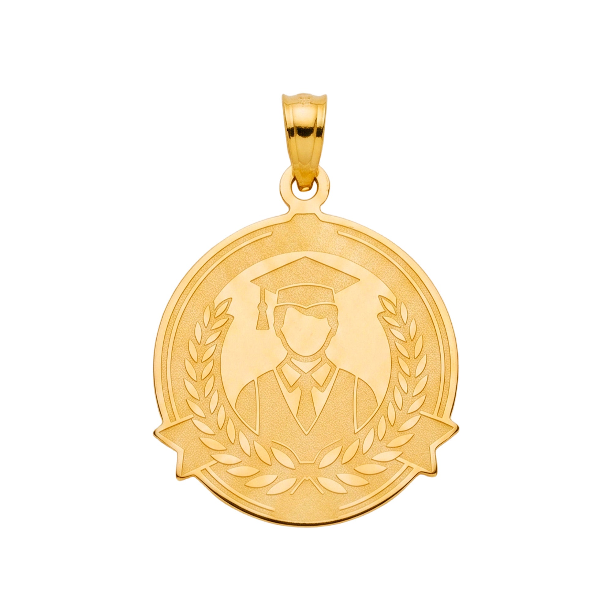 Dije Medalla Graduación Hombre Grabado Láser Oro 10K