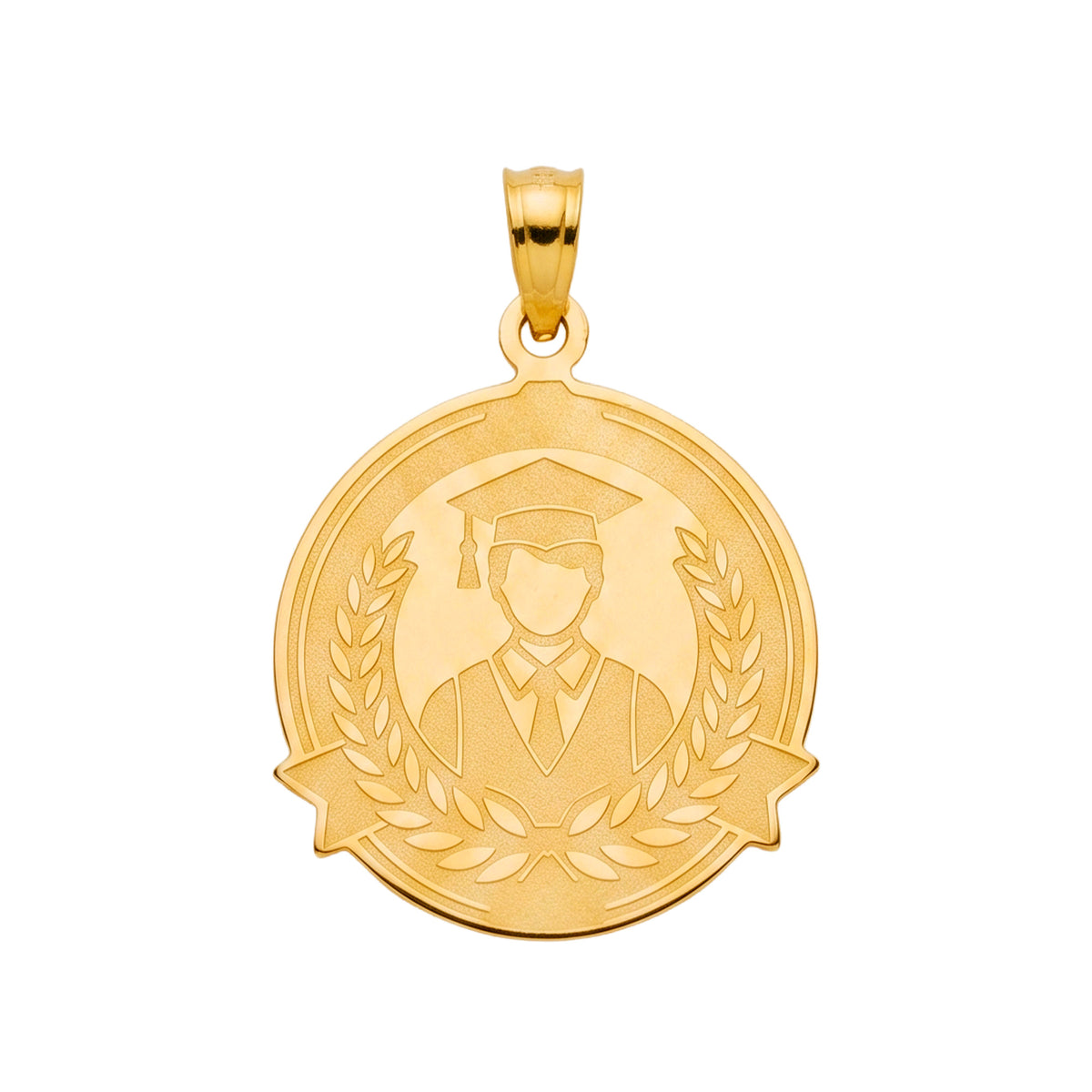 Dije Medalla Graduación Hombre Grabado Láser Oro 10K