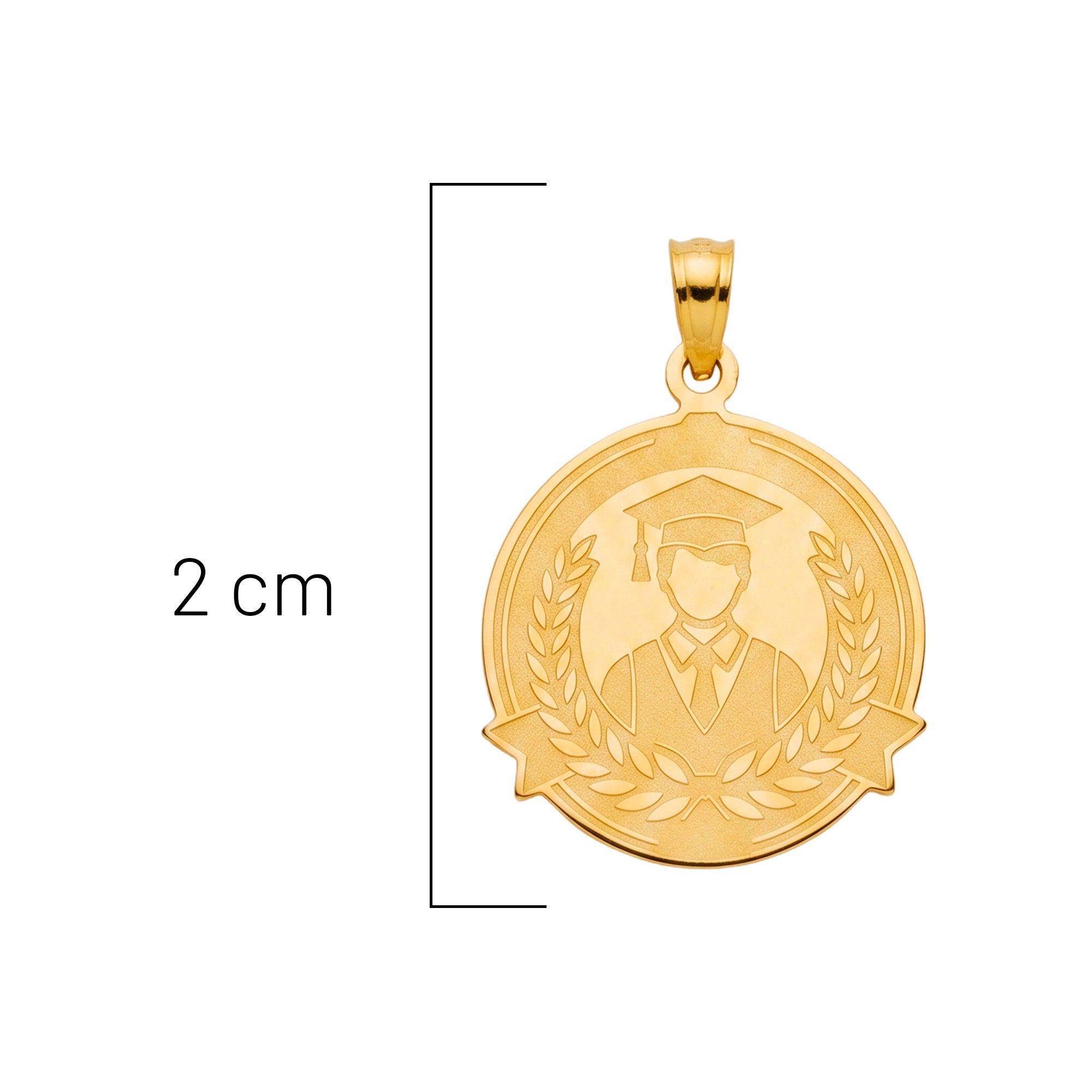 Dije Medalla Graduación Hombre Grabado Láser Oro 10K