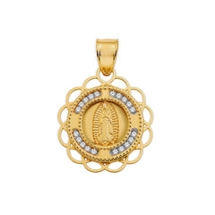 Dije Medalla de la Virgen de Guadalupe con Micro Circonias Oro 10K
