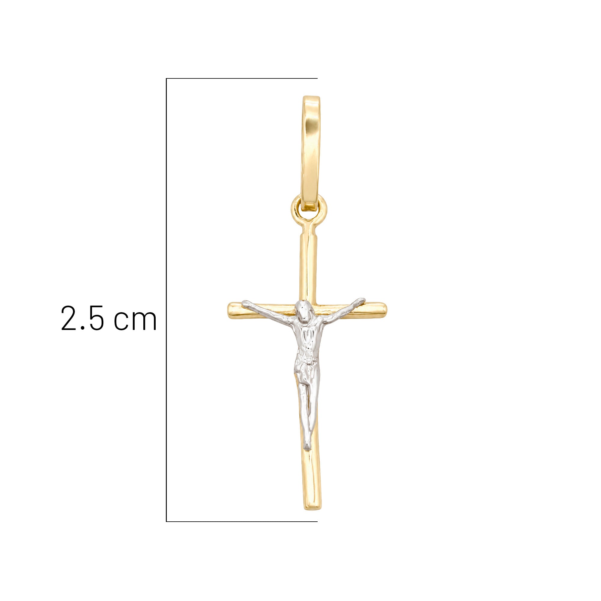 Dije Crucifijo Cristo Oro Blanco 2.5cm Oro 10K