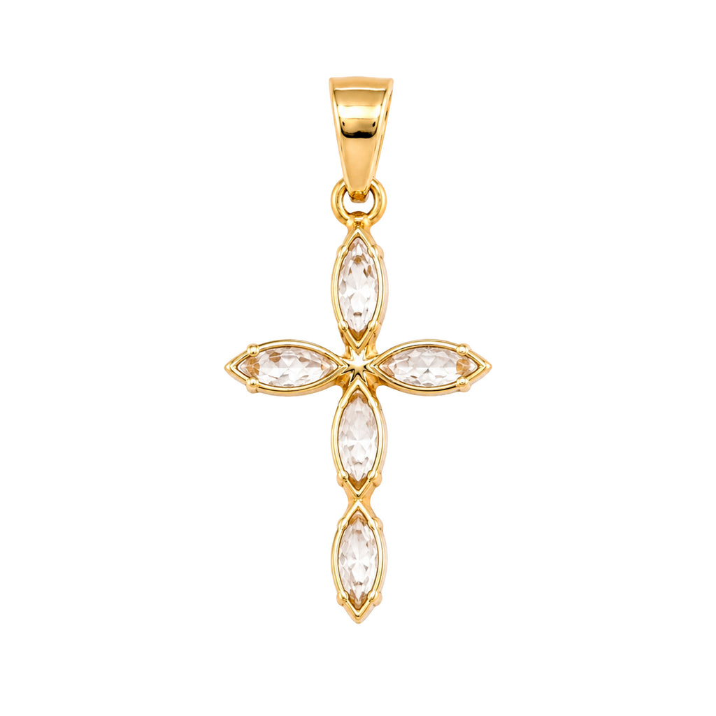 Dije de Cruz con Circonias de 2.8 cm Oro 10K