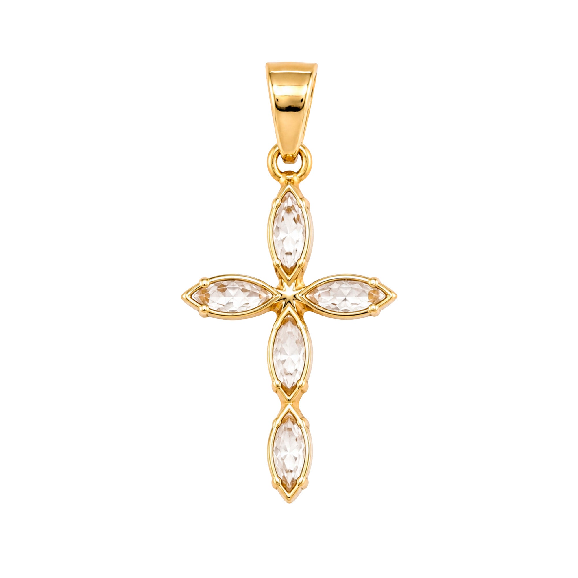 Dije de Cruz con Circonias de 2.8 cm Oro 10K