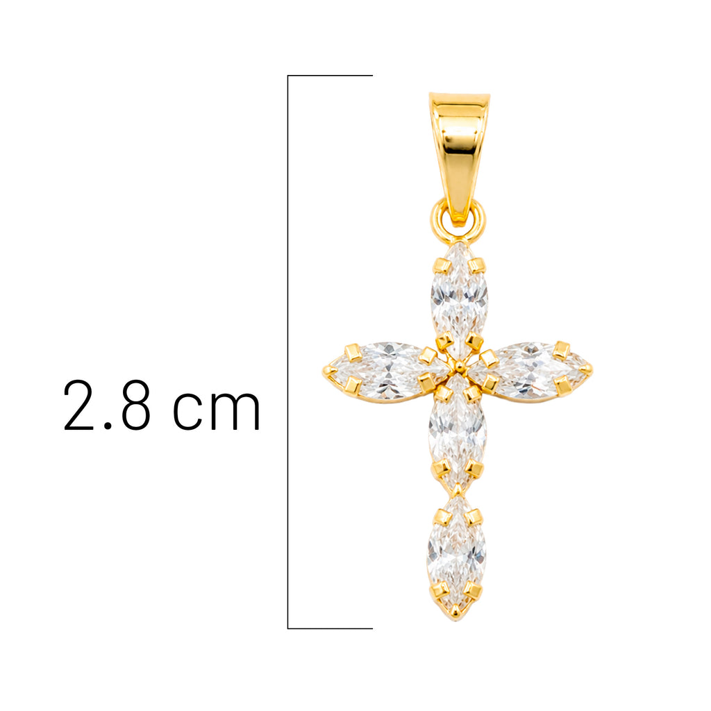 Dije de Cruz con Circonias de 2.8 cm Oro 10K