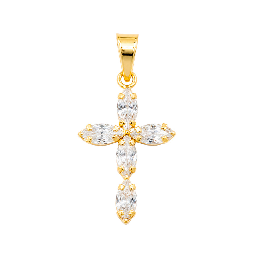 Dije de Cruz con Circonias de 2.8 cm Oro 10K