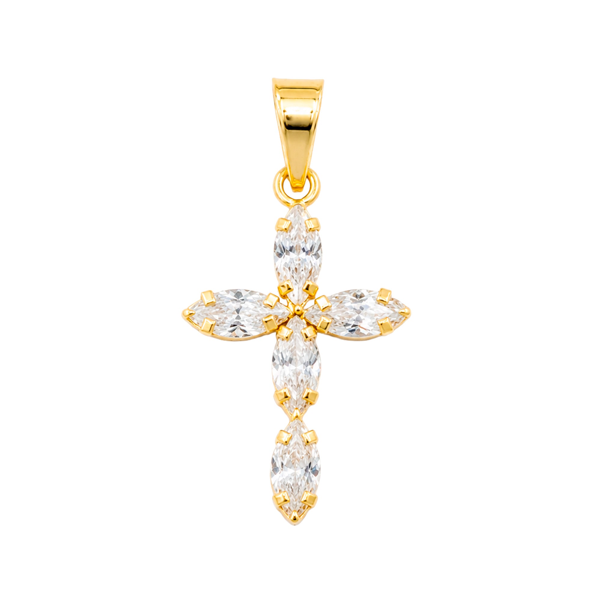 Dije de Cruz con Circonias de 2.8 cm Oro 10K
