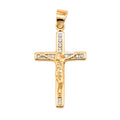 Dije Crucifijo Dorado con Circonias de 3.3 cm Oro 10K
