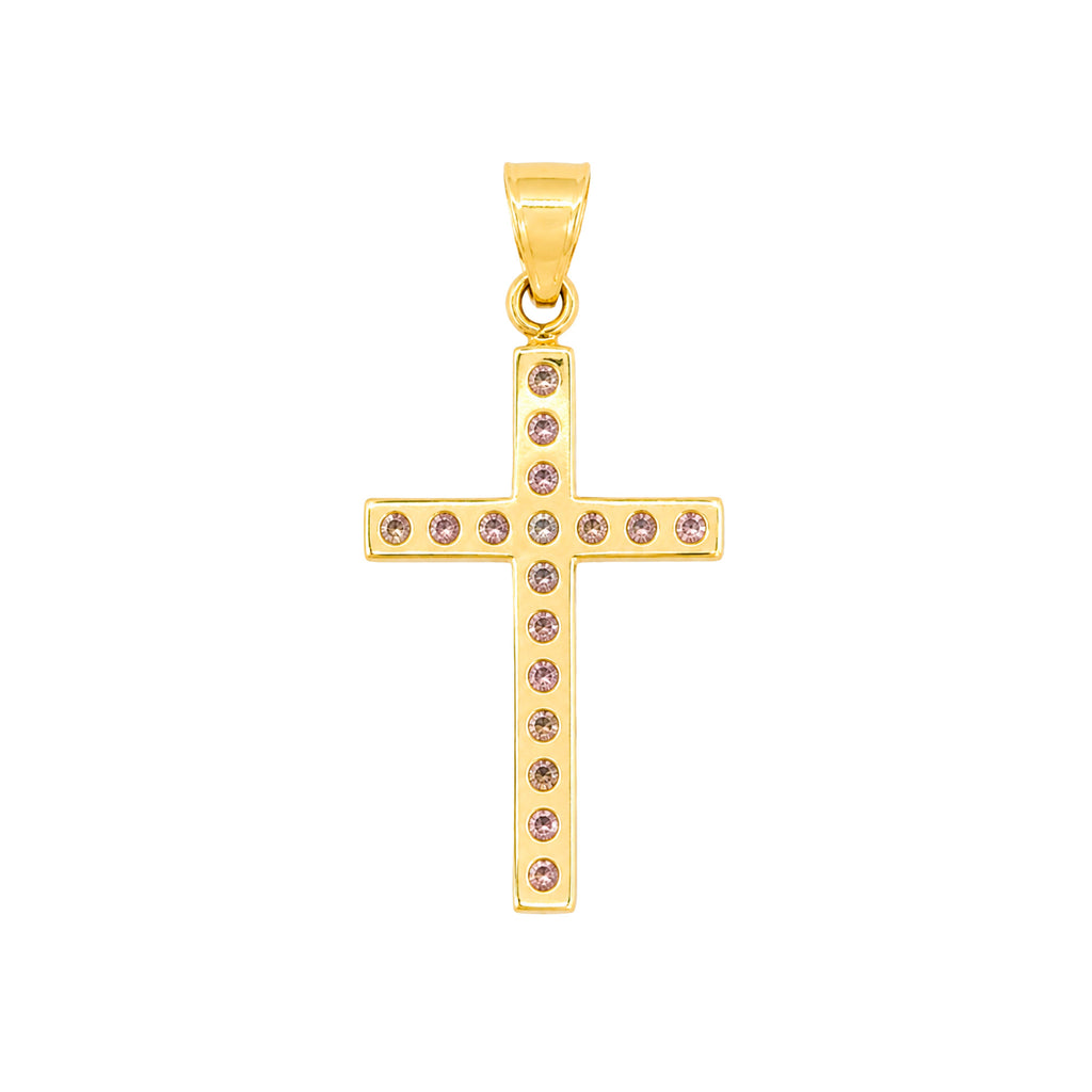 Dije Crucifijo Dorado con Circonias de 3.3 cm Oro 10K