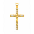 Dije Crucifijo con Circonias de 3.2 cm Cristo Dorado Grande Oro 10K