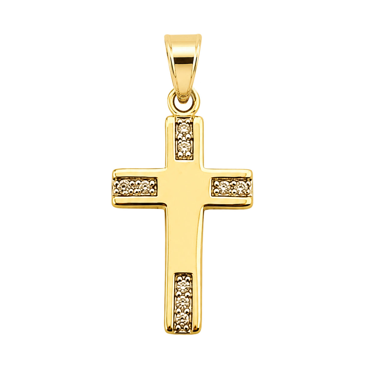 Dije Cruz con Micro Circonias 2.2 cm  Oro 10K