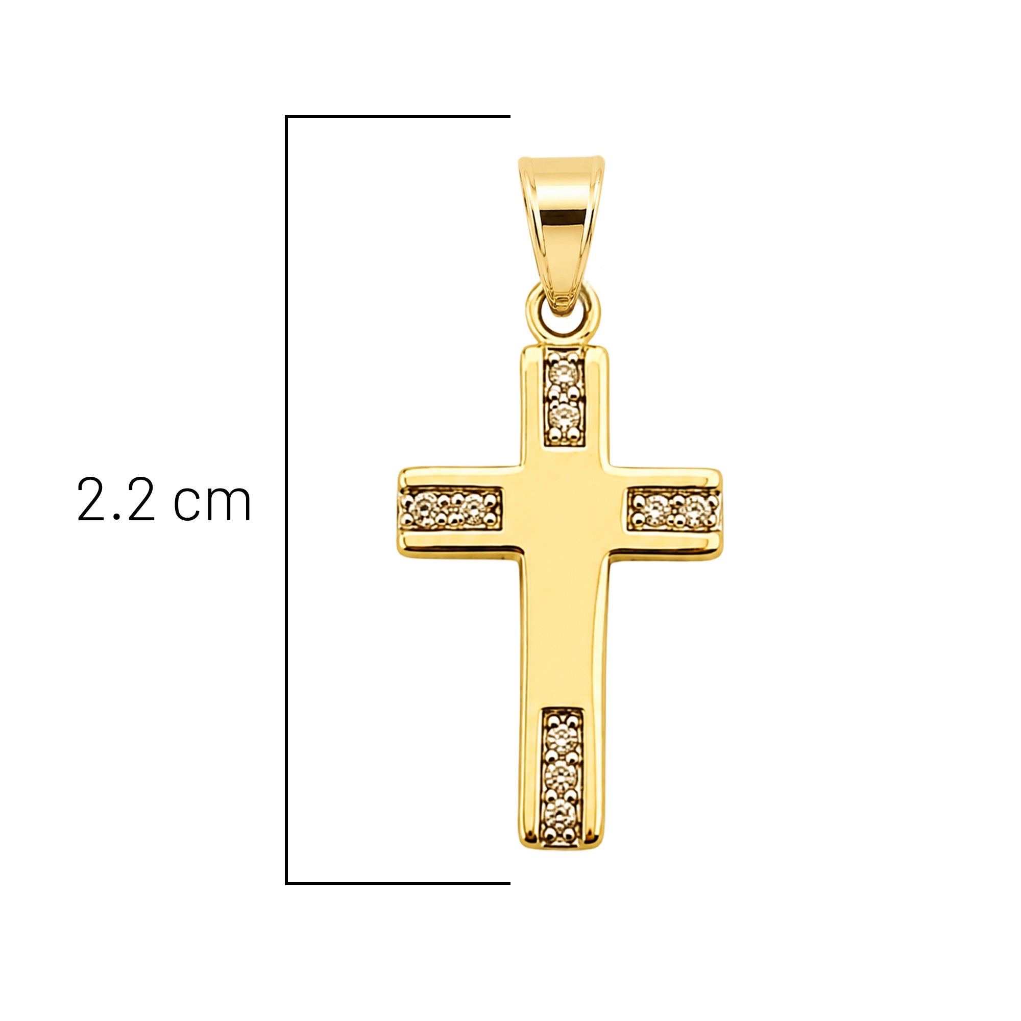 Dije Cruz con Micro Circonias 2.2 cm  Oro 10K
