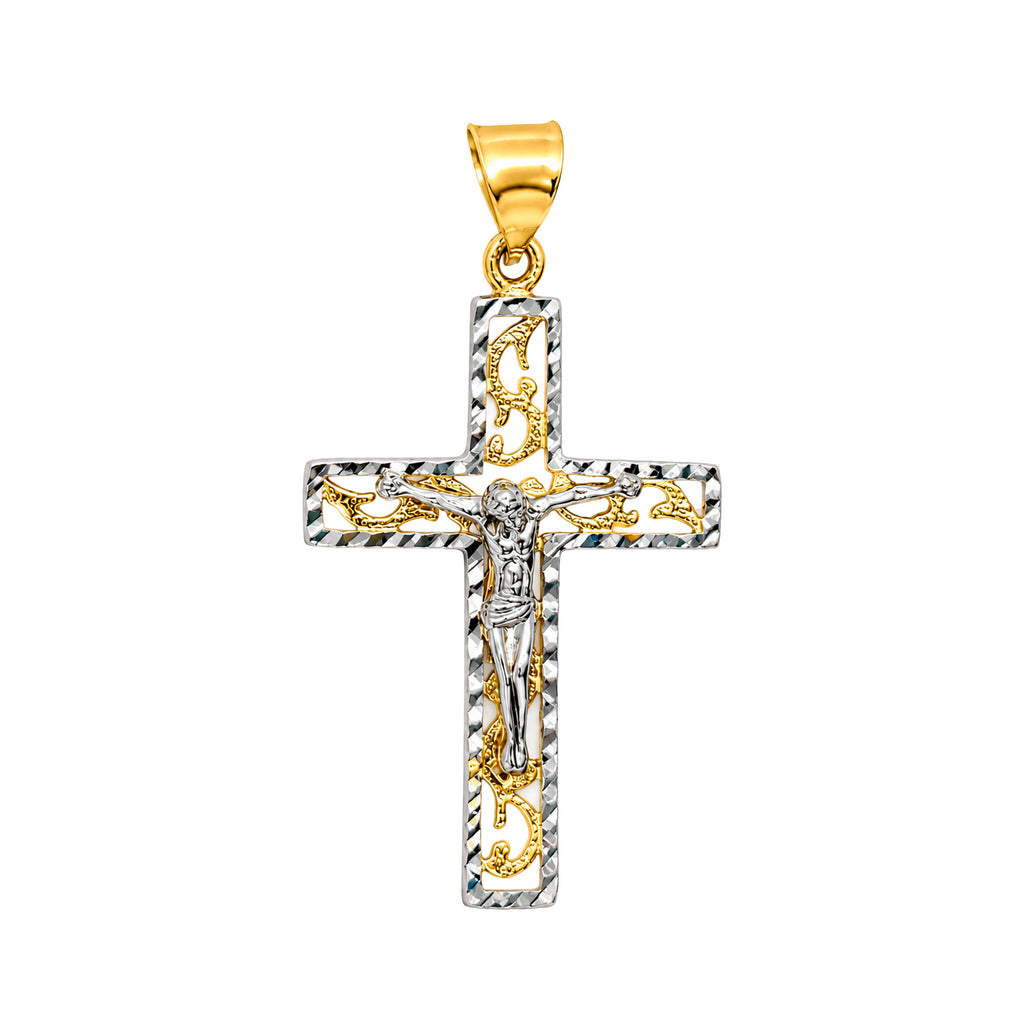 Dije Maxi Crucifijo con Cristo Oro Blanco 10K