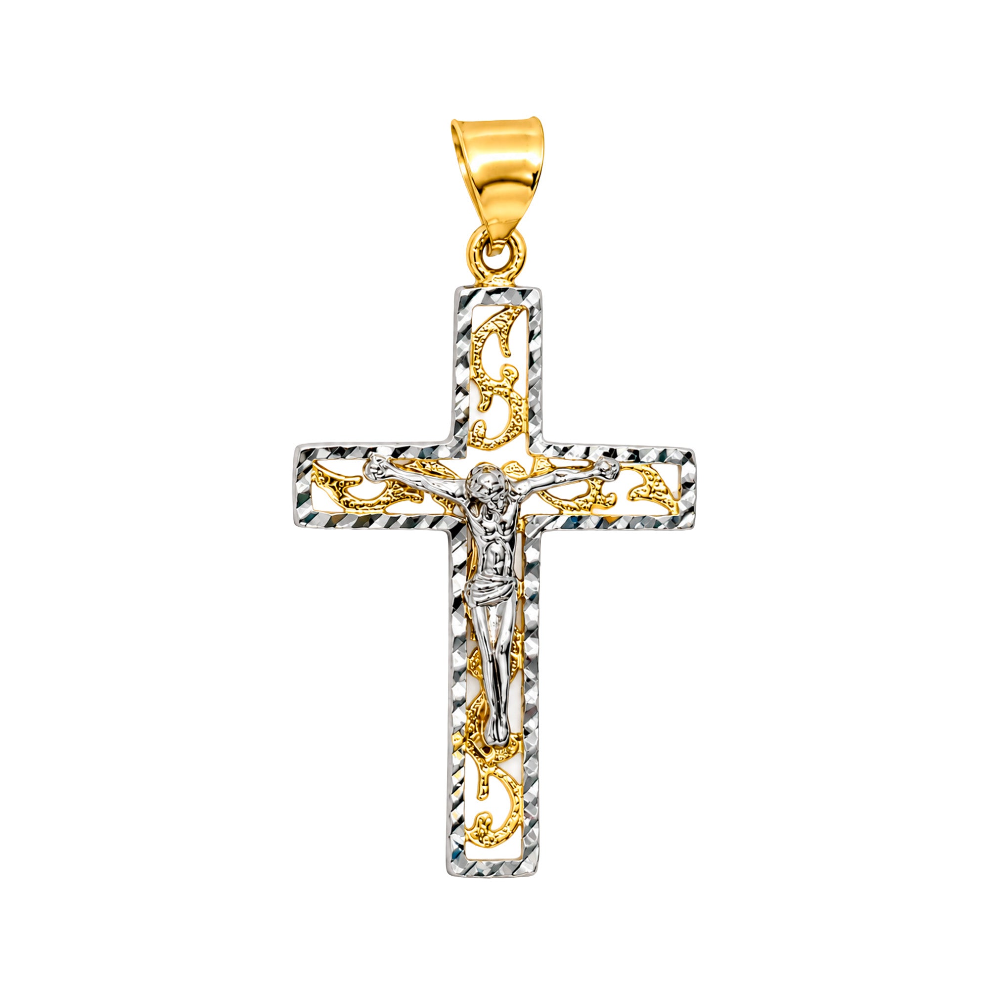 Dije Maxi Crucifijo con Cristo Oro Blanco 10K