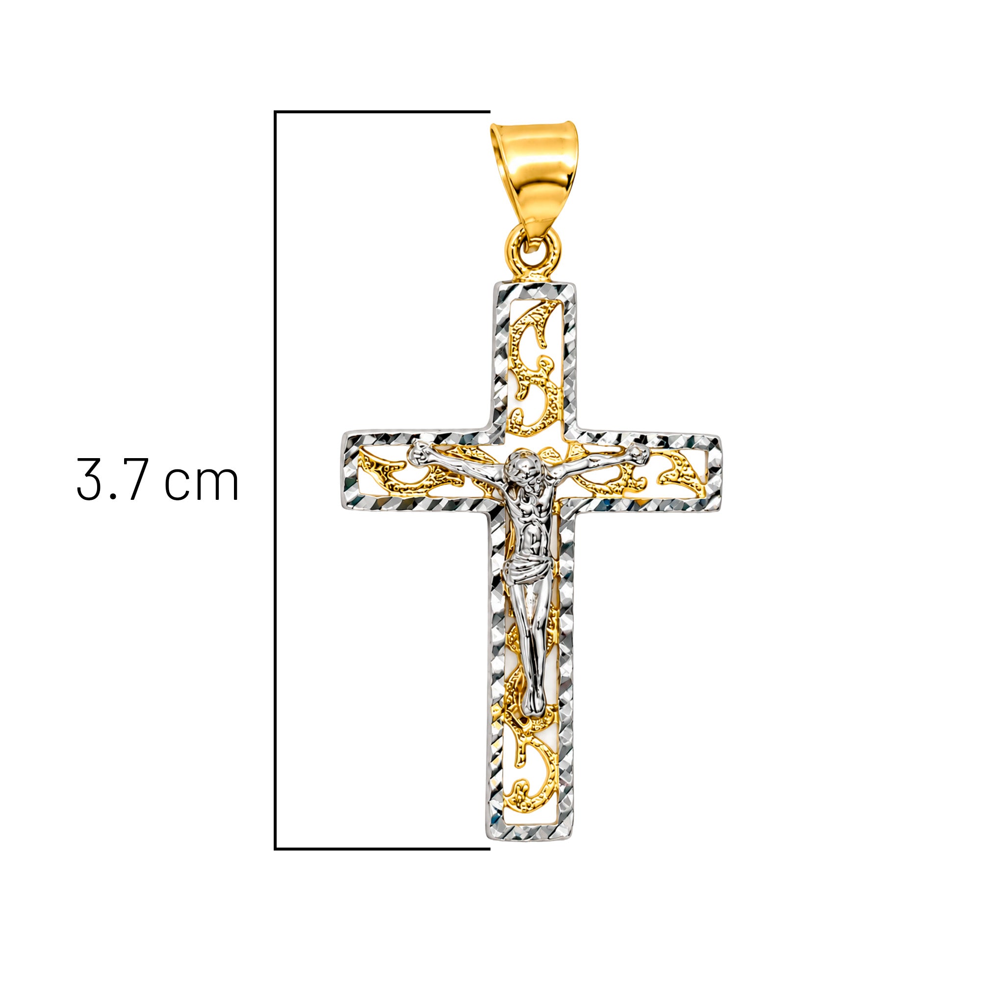 Dije Maxi Crucifijo con Cristo Oro Blanco 10K