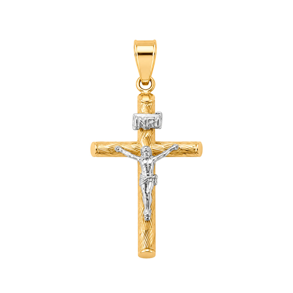 Dije Crucifijo con Cristo Blanco Oro 10K