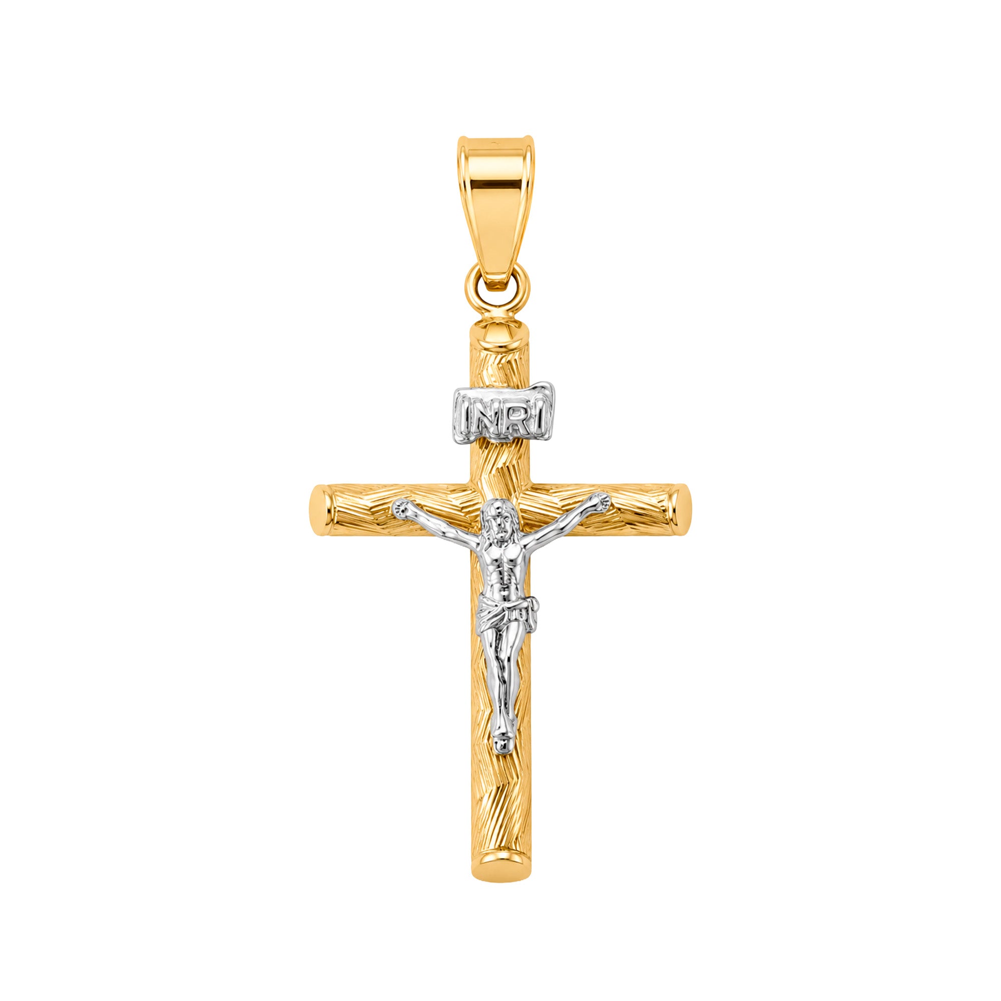 Dije Crucifijo con Cristo Blanco Oro 10K