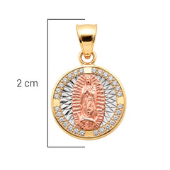 Dije Medalla de la Virgen de Guadalupe con Micro Circonias Oro 10K