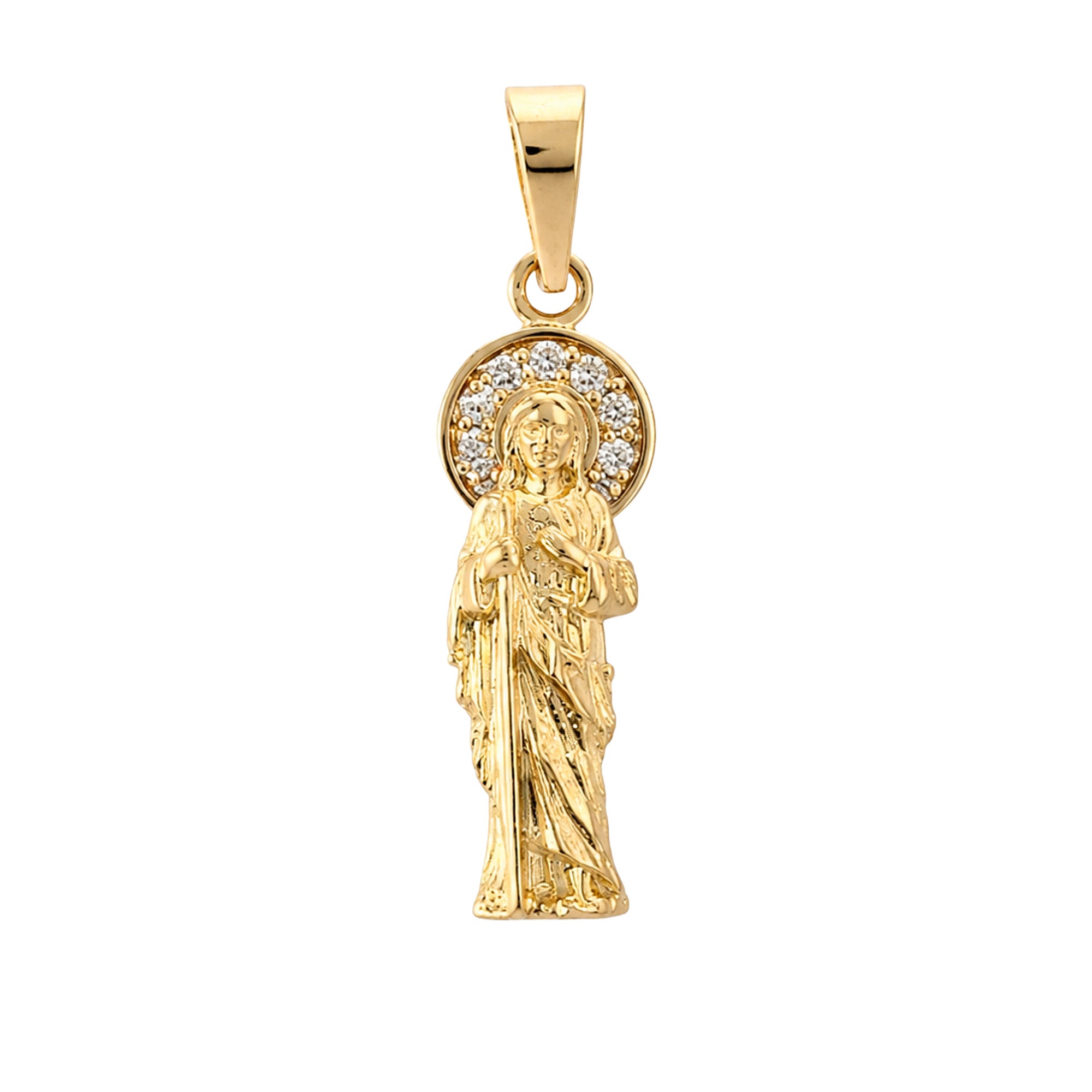 Dije San Judas Tadeo con Micro Circonias Oro 10K