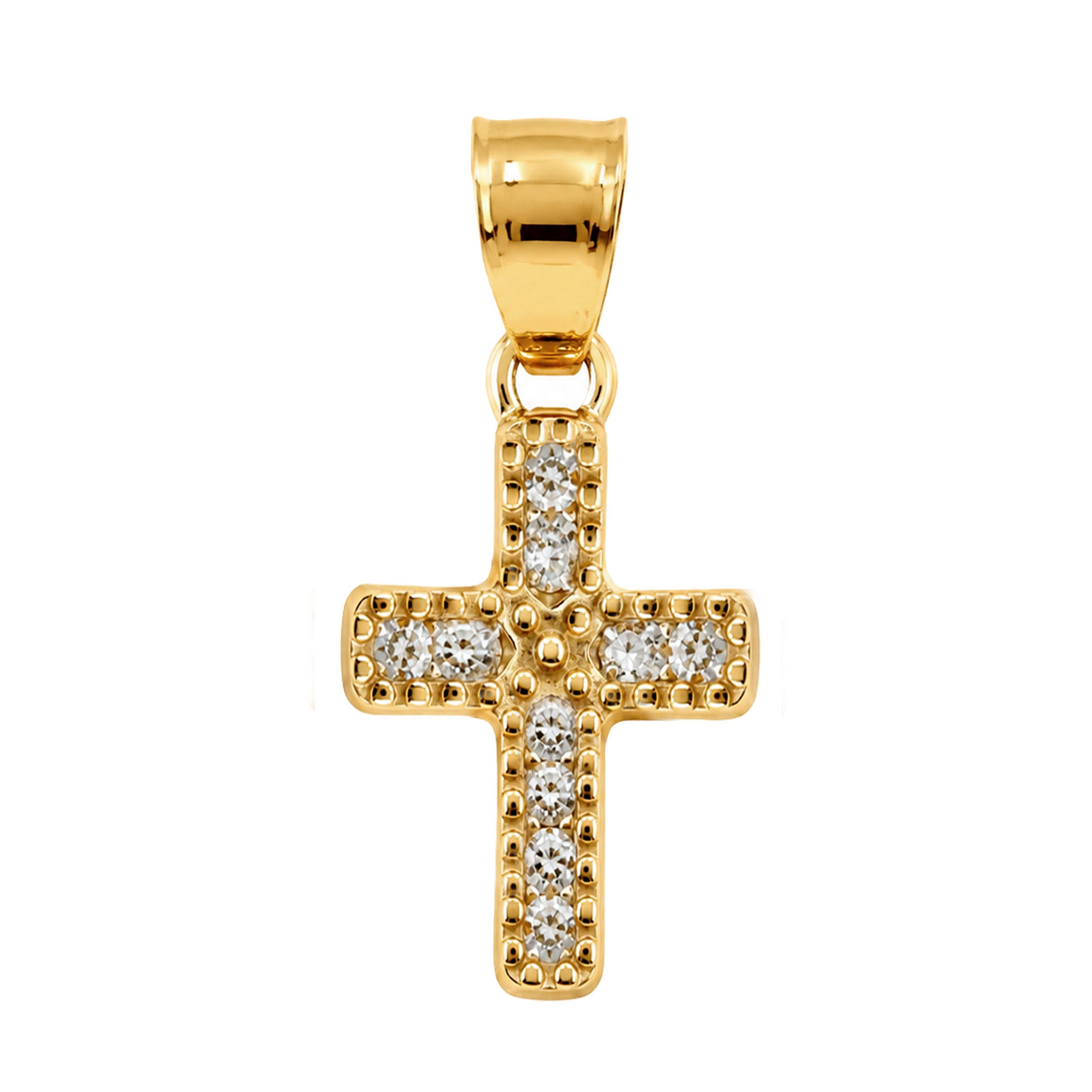 Dije de Cruz con Micro Circonias Oro 10K