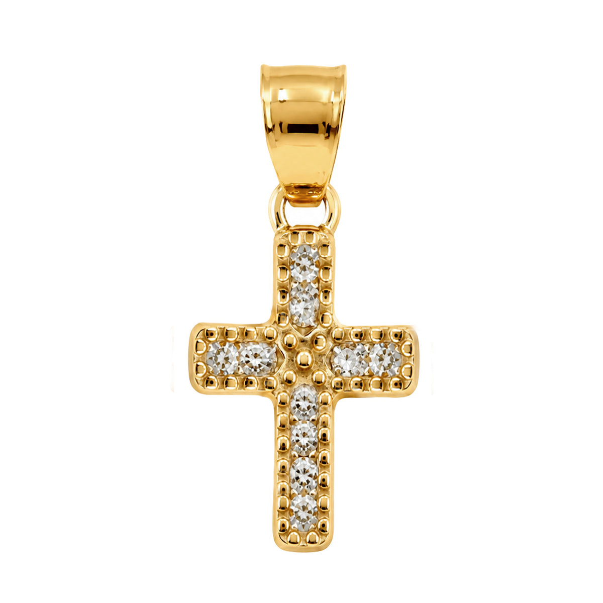Dije de Cruz con Micro Circonias Oro 10K