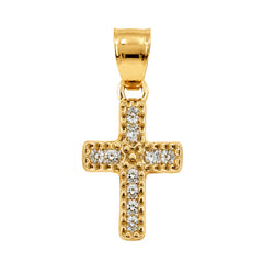 Dije de Cruz con Micro Circonias Oro 10K