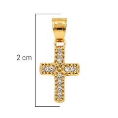 Dije de Cruz con Micro Circonias Oro 10K