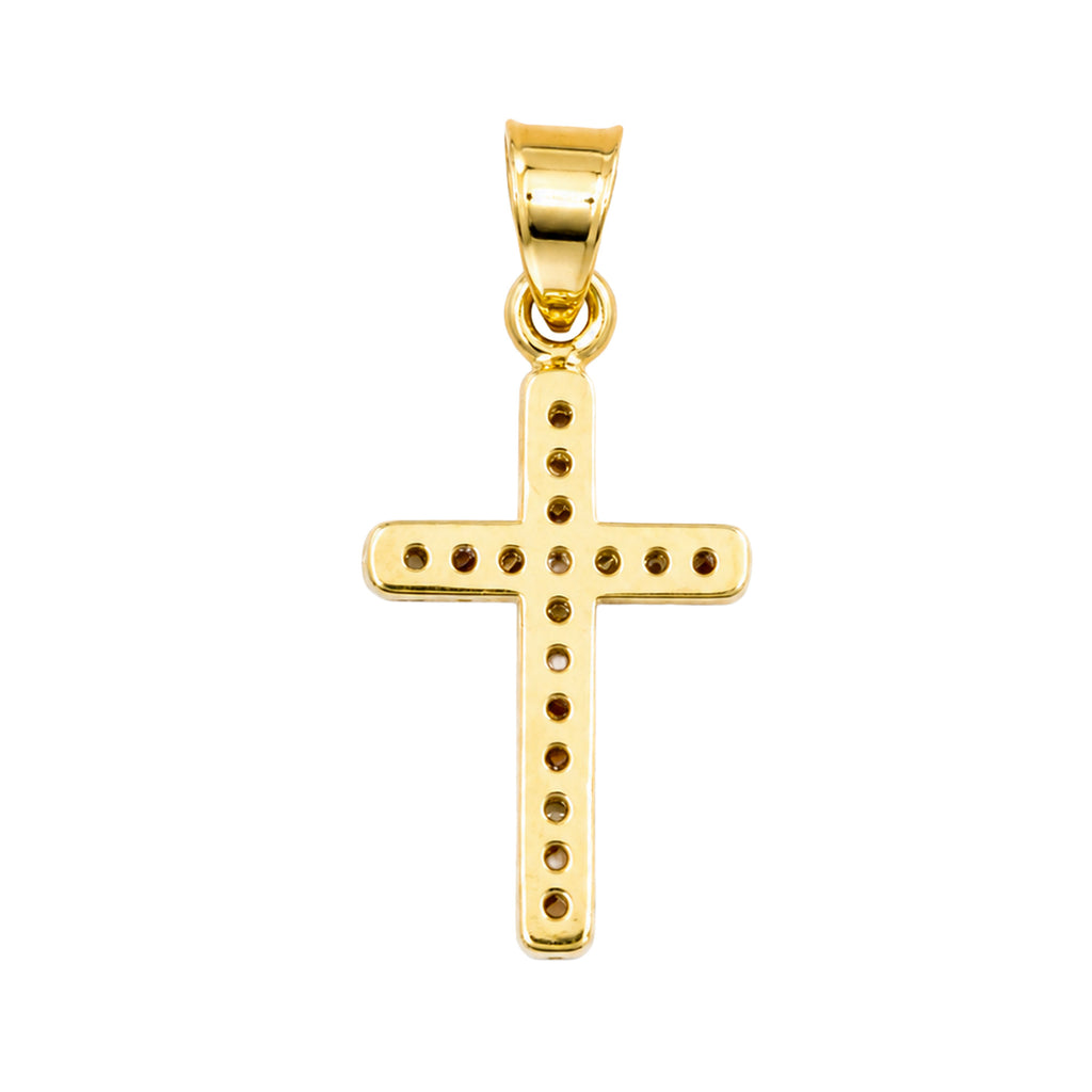 Dije Cruz con Micro Circonias Dos Colores 2.5 cm Oro 10K