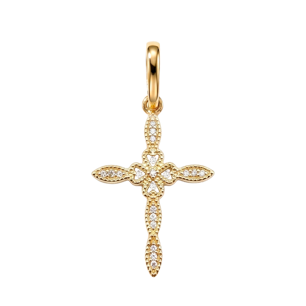 Dije Cruz con Micro Circonias 2.4 cm Oro 10K