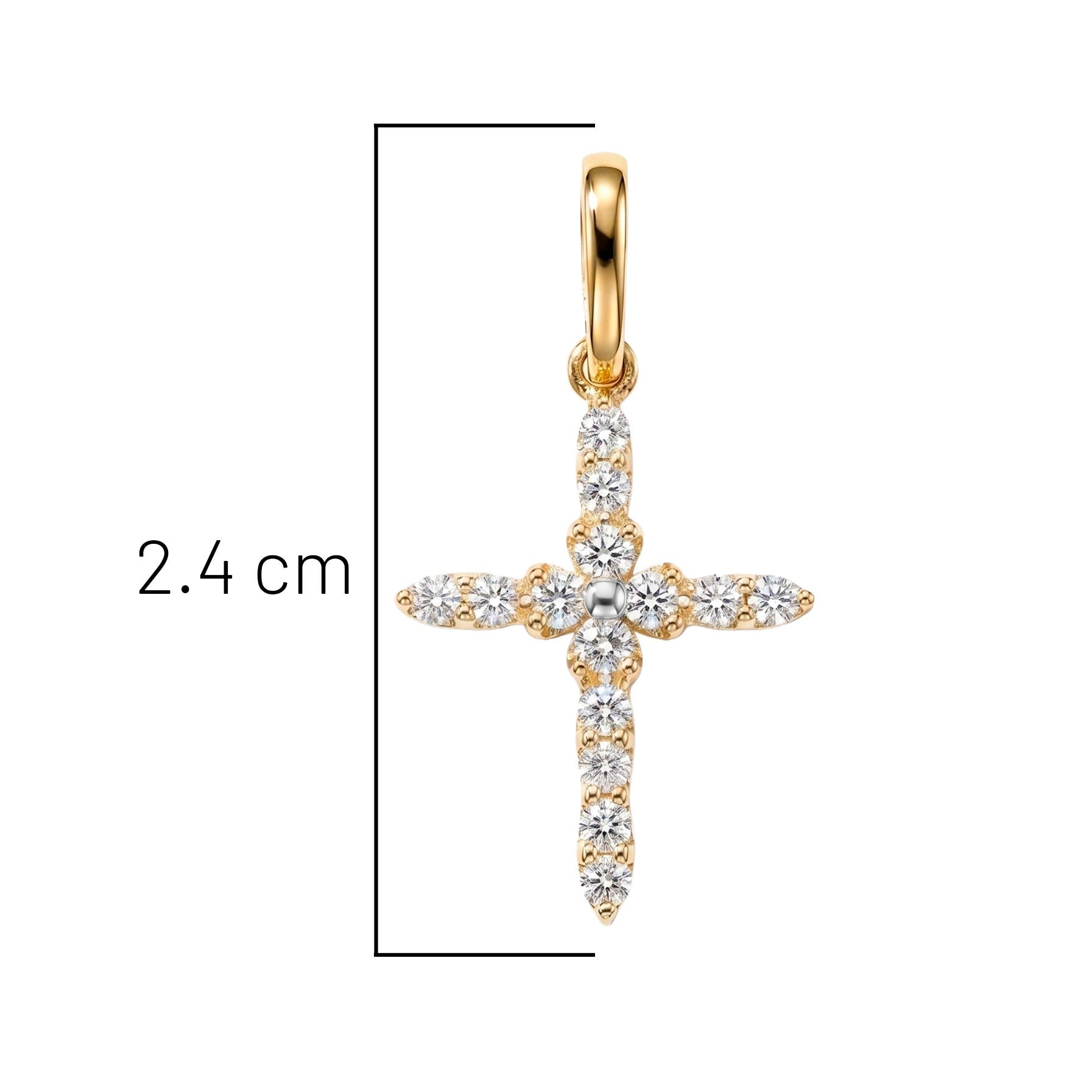 Dije Cruz con Micro Circonias 2.4 cm Oro 10K