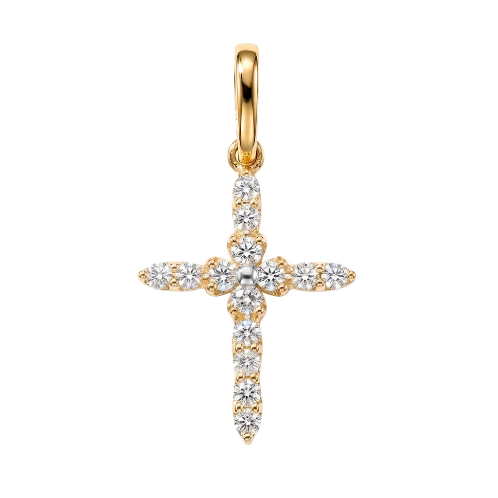 Dije Cruz con Micro Circonias 2.4 cm Oro 10K
