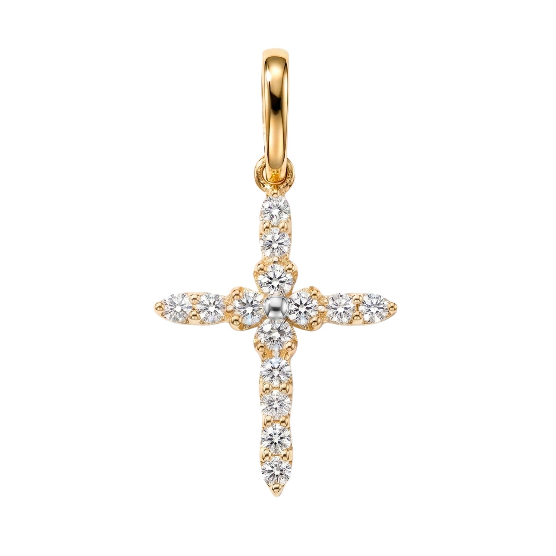 Dije Cruz con Micro Circonias 2.4 cm Oro 10K