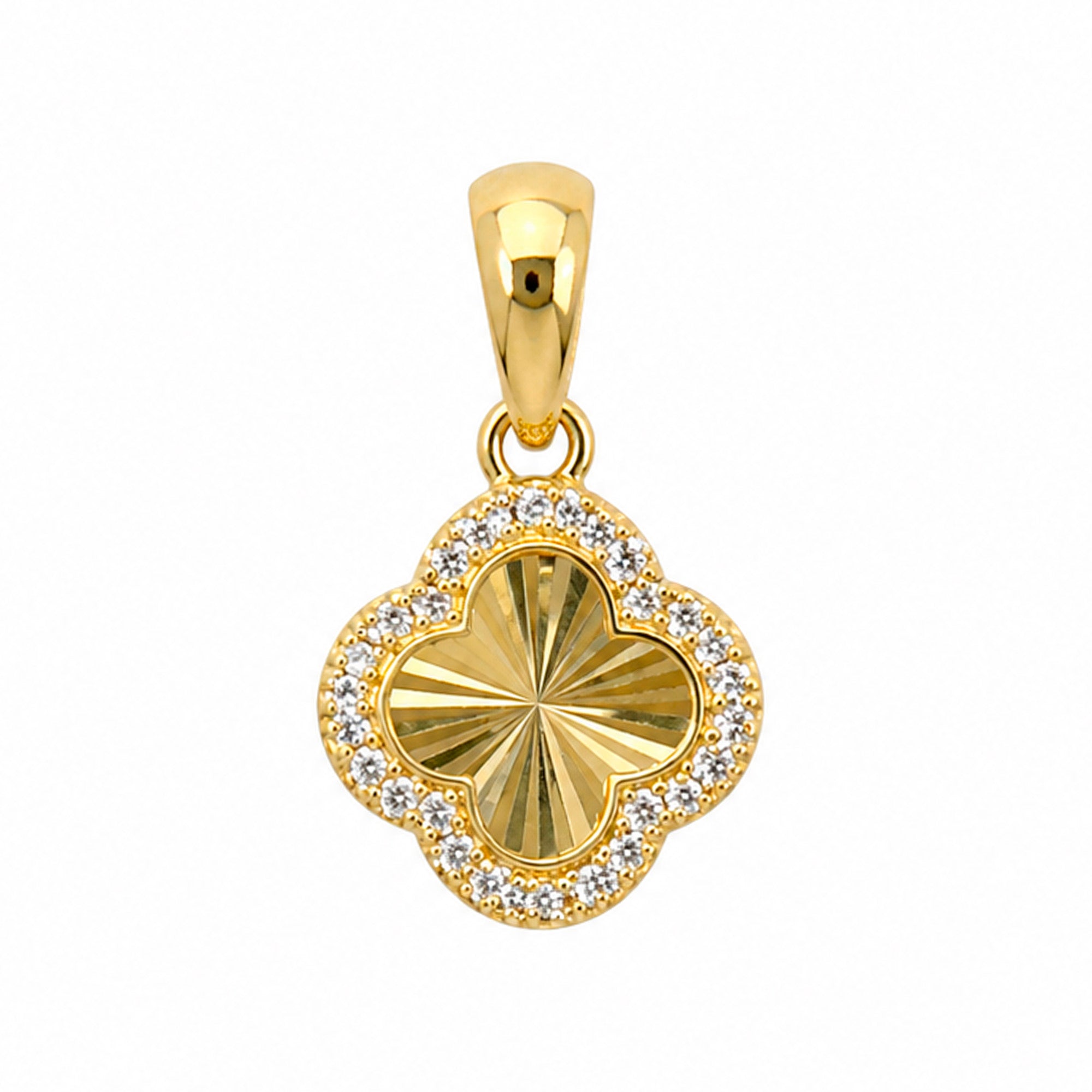 Dije Inspirado Flor Van C Diamantado con Micro Circonias Oro 10K