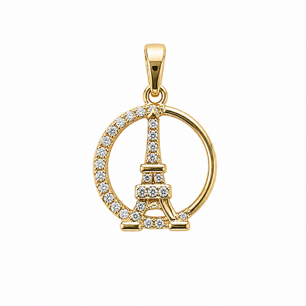 Dije Torre Eiffel con Micro Circonias Oro 10K