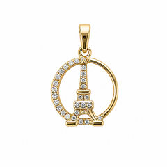 Dije Torre Eiffel con Micro Circonias Oro 10K