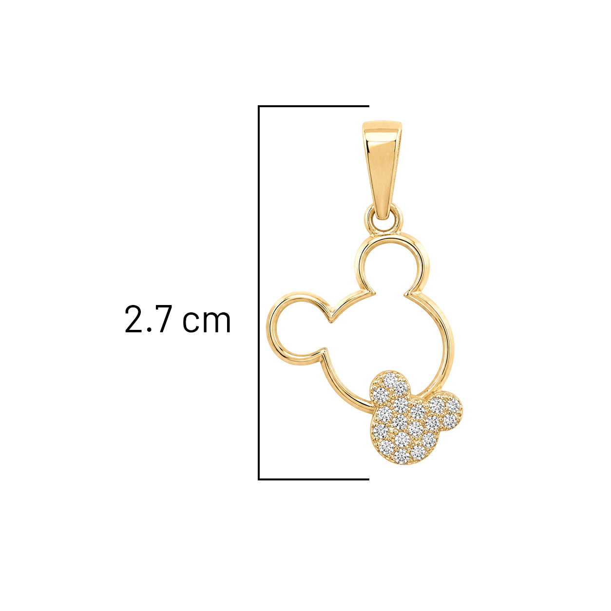 Dije Silueta de Mickey Mouse con Circonias Oro 10K