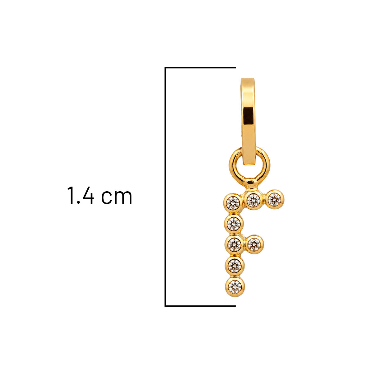Dije Letra F con Micro Circonias Oro 10K