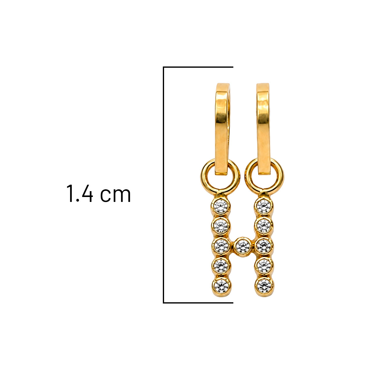Dije Letra H con Micro Circonias Oro 10K