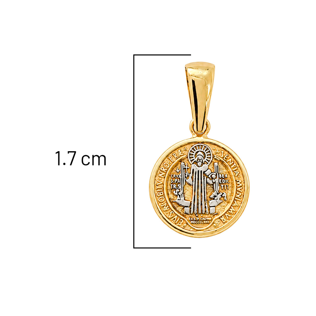 Dije San Benito con Oro Blanco Oro 10K