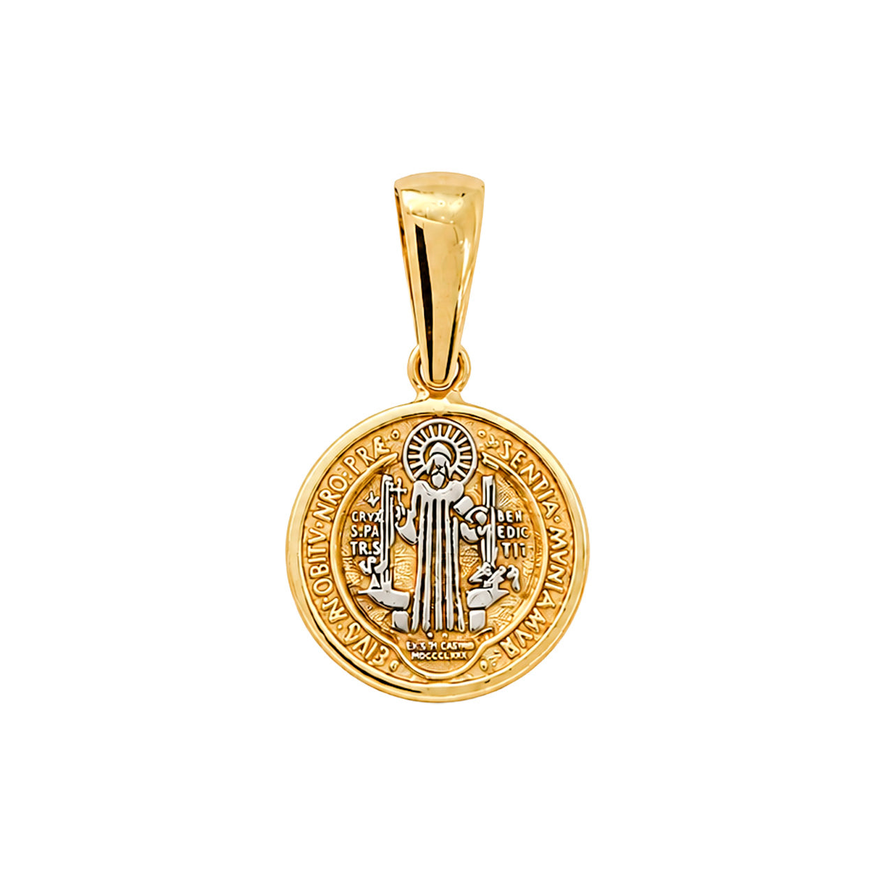 Dije San Benito con Oro Blanco Oro 10K