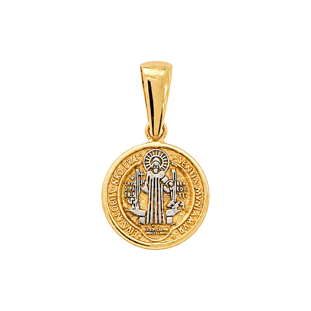 Dije San Benito con Oro Blanco Oro 10K