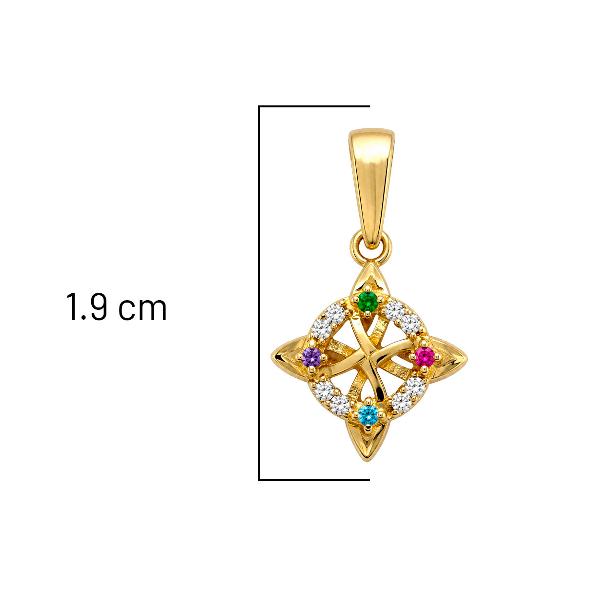 Dije Nudo de Bruja con Multicirconias Oro 10K