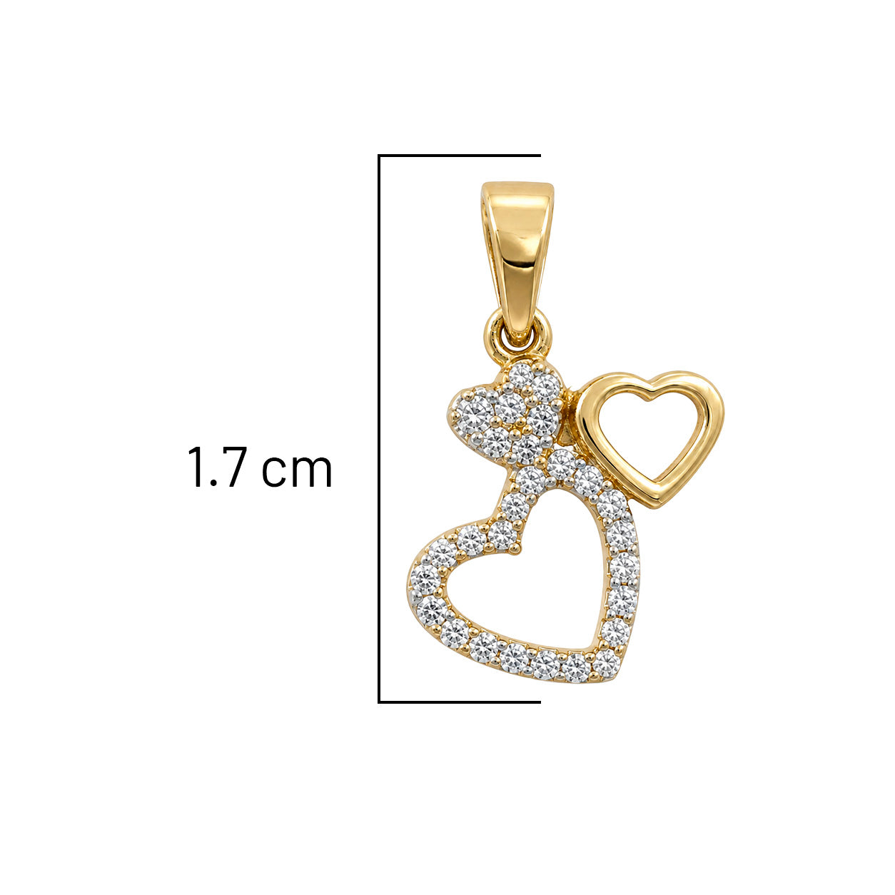 Dije 3 Corazones con Micro Circonias y Liso Oro 10K