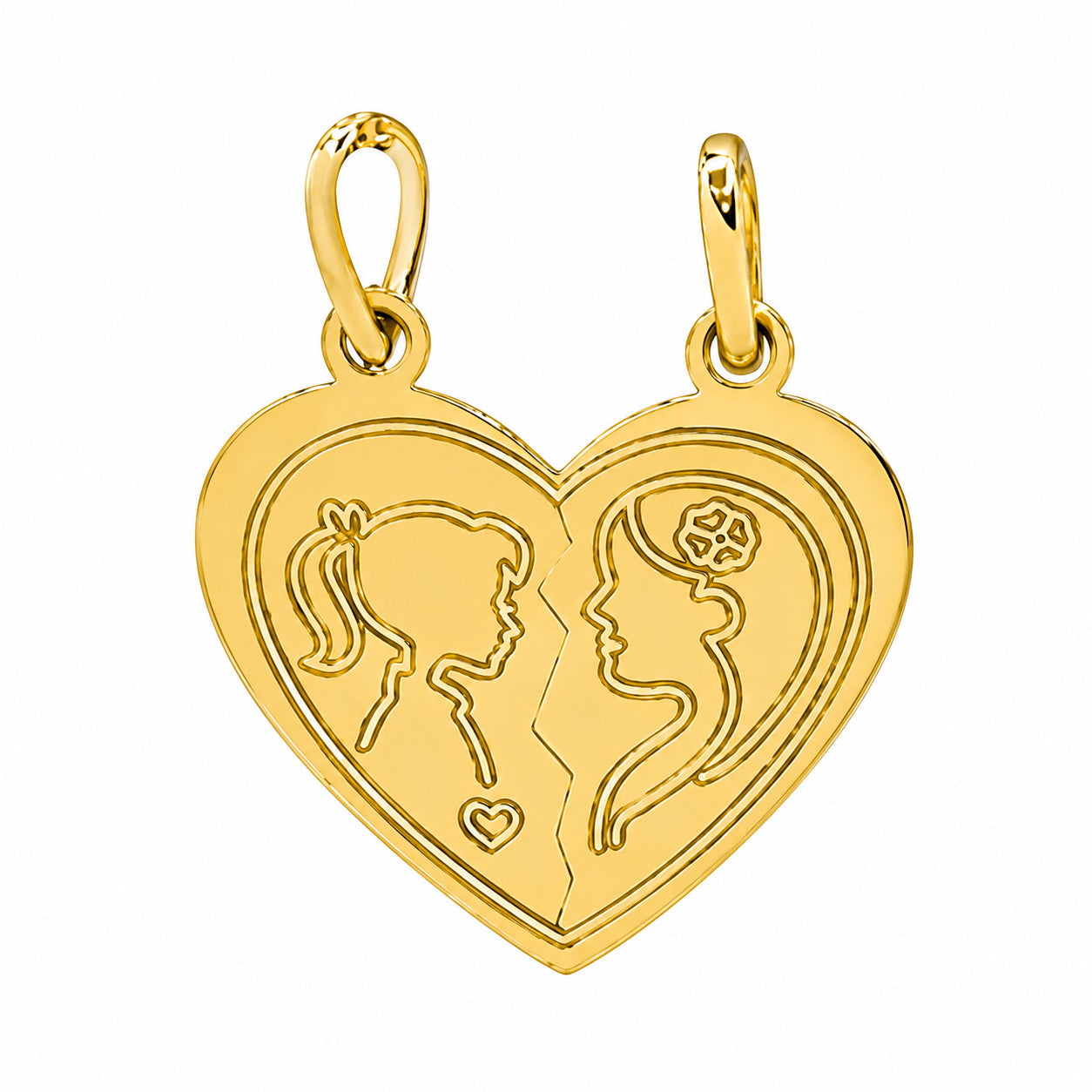 Dije Corazon Duo Mamá e Hija Oro 14K
