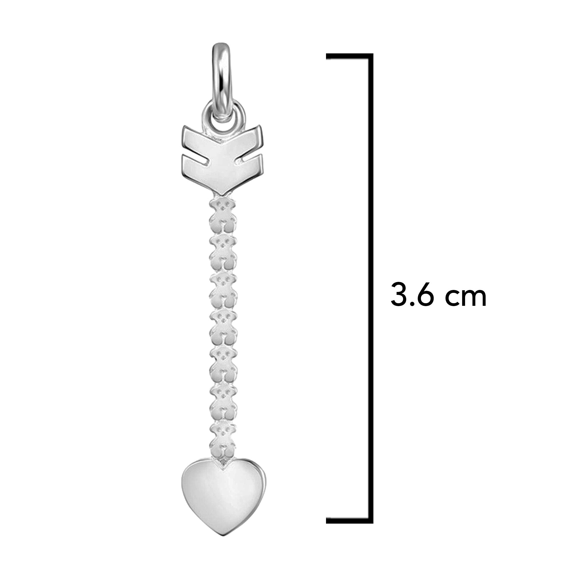 Dije Oso 1.1 Flecha con Osos, Plata 925 con Baño de Rodio. Altura 3.6 cm